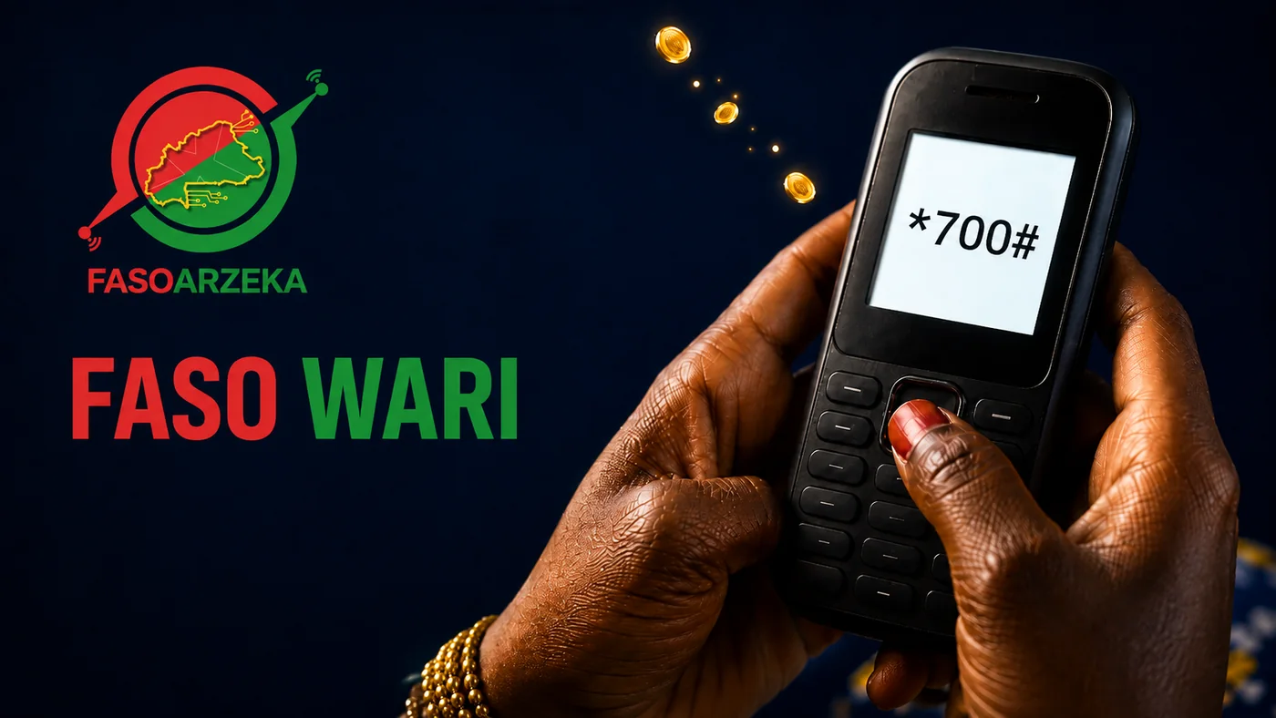 Visuel du service de monnaie électronique FasoWari, accessible au *700#